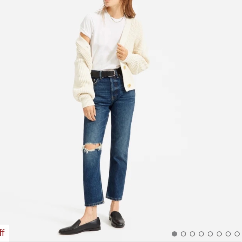Everlane cheeky cropped (ripped knee) denim (button-up)